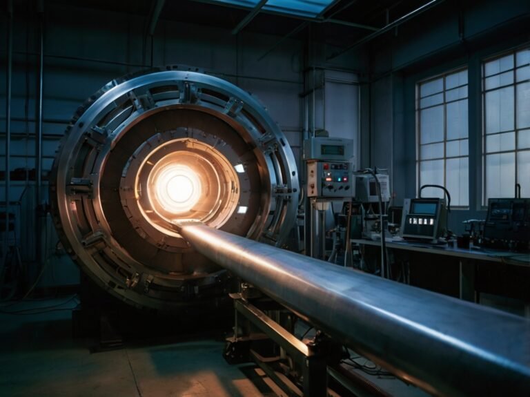 A solar energy source shining into a futuristic looking laboratory