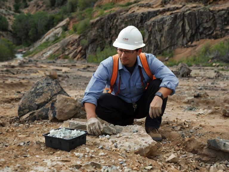 Rendering of a mineral researcher in the field.